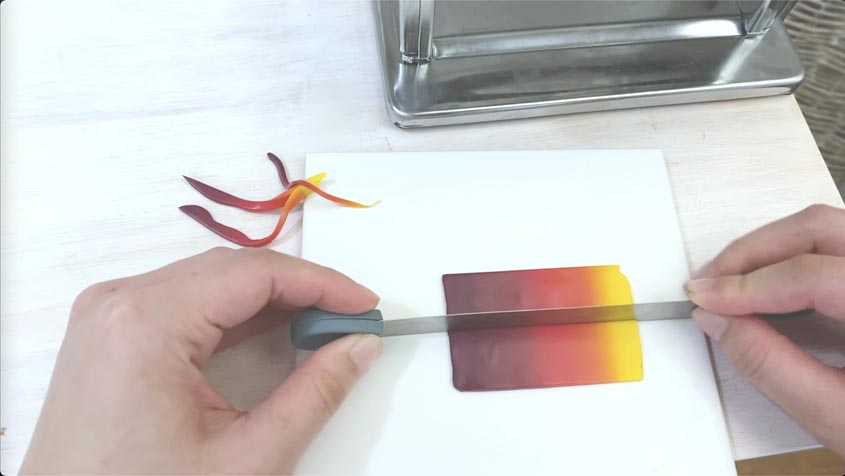 slicing gradient sheet in half
