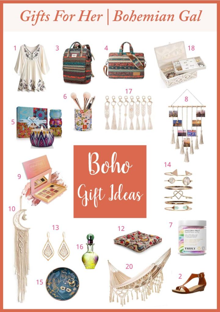 images of various boho gifts ideas for her